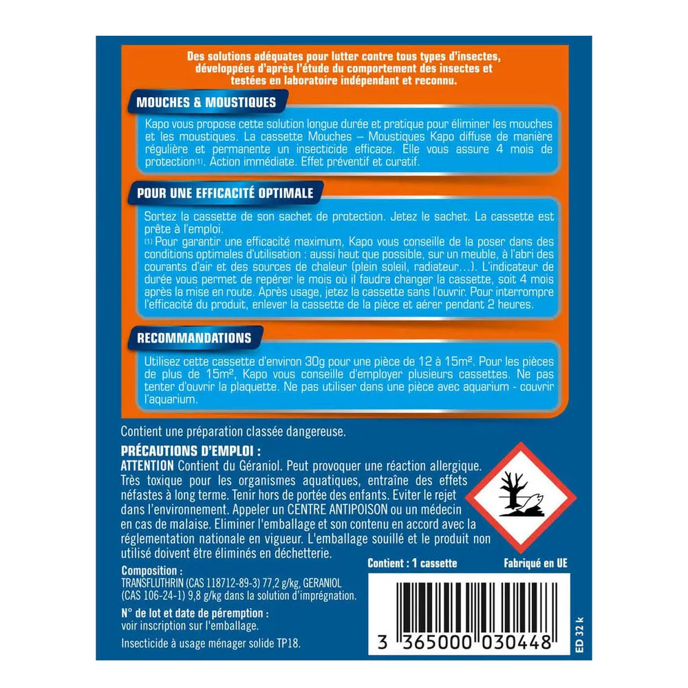 Cassette mouches et moustiques